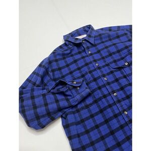 Filson CC Men's Long Sleeve Heavy Flannel Button Up Long Sleeve Shirt Blue XL